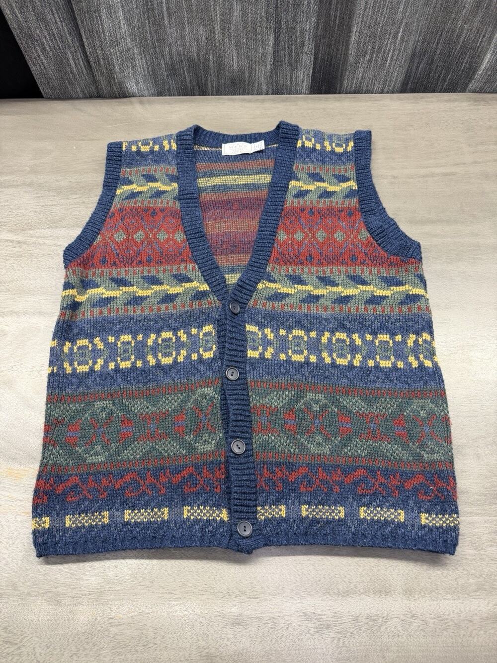 VTG The Mens Store At Sears Cable Knit Multicolored Vest Sz M Made In USA